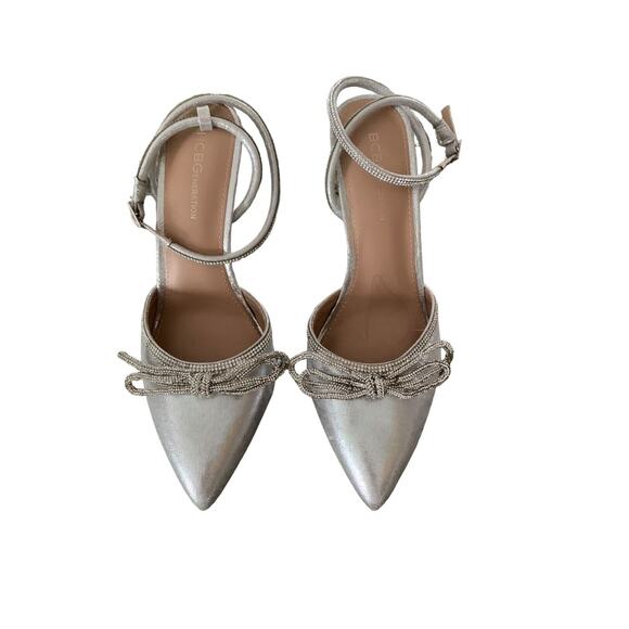 BCBG Idly Crystal Bow Ankle Strap Heel Rhinestone Size 9 NEW Pointed Toe Pump - Picture 3 of 12